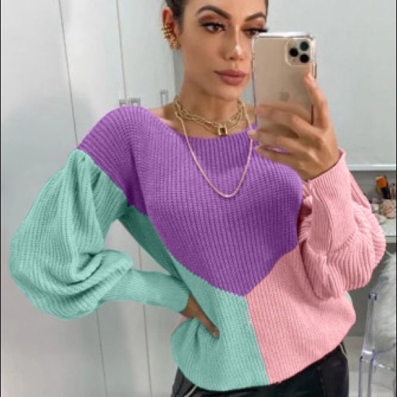 HOST PICK Color Block Lantern Sleeve Sweater - Picture 6 of 14